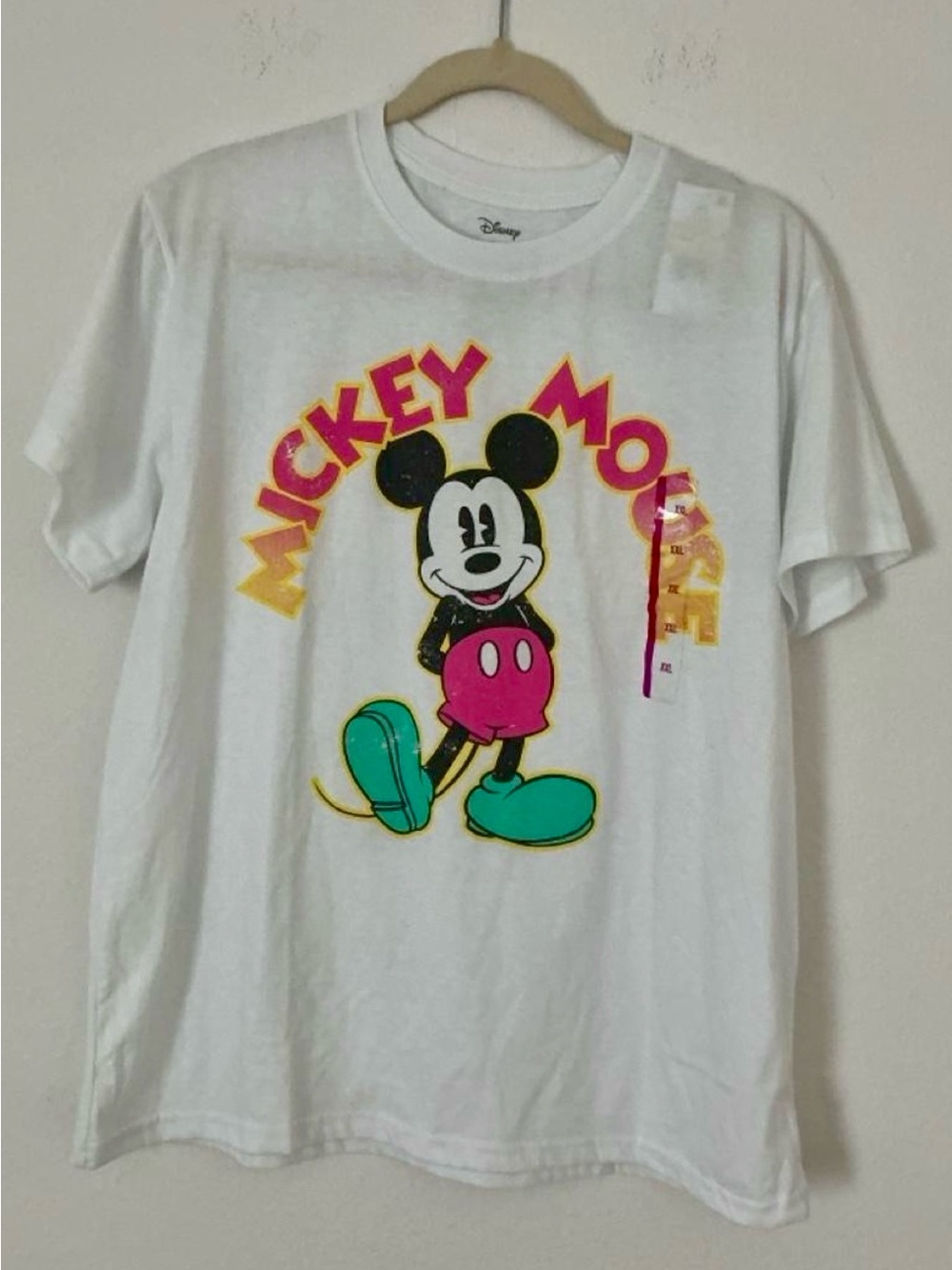 Disney White Tee with Colorful Mickey Mouse Graphic